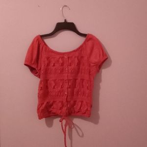 Cropped off the shoulder shirt.